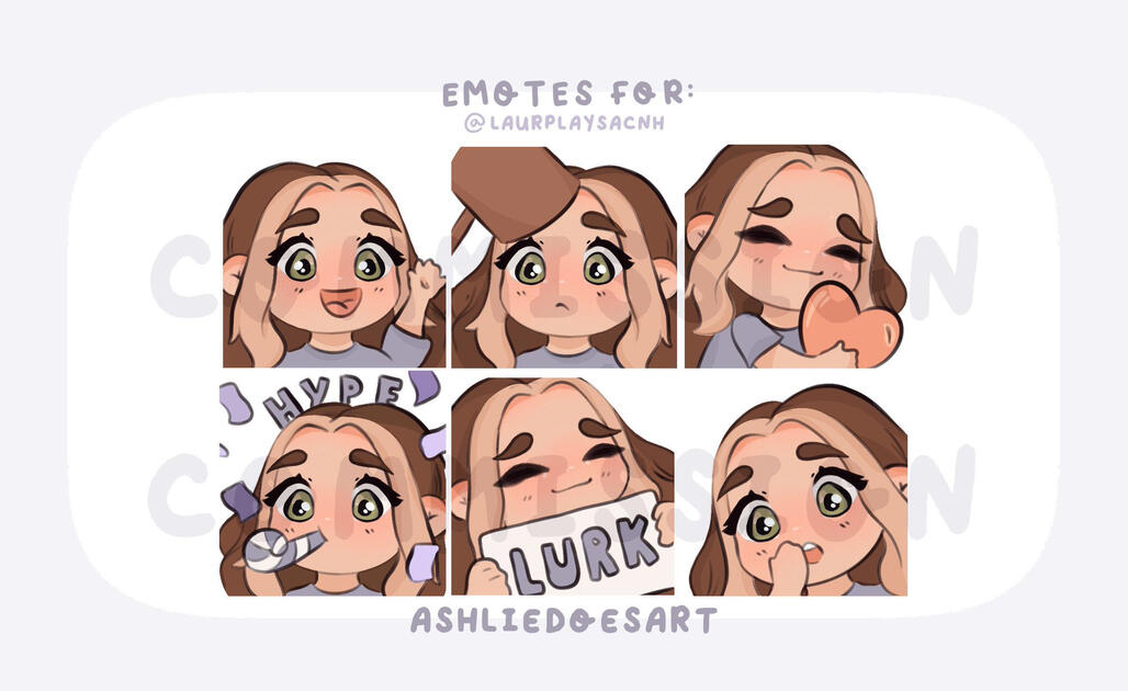 Twitch stream emotes by: @ashliedoesart on Twitter